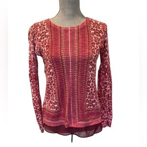 Lucky Brand Floral Printed Sweater Sz XS